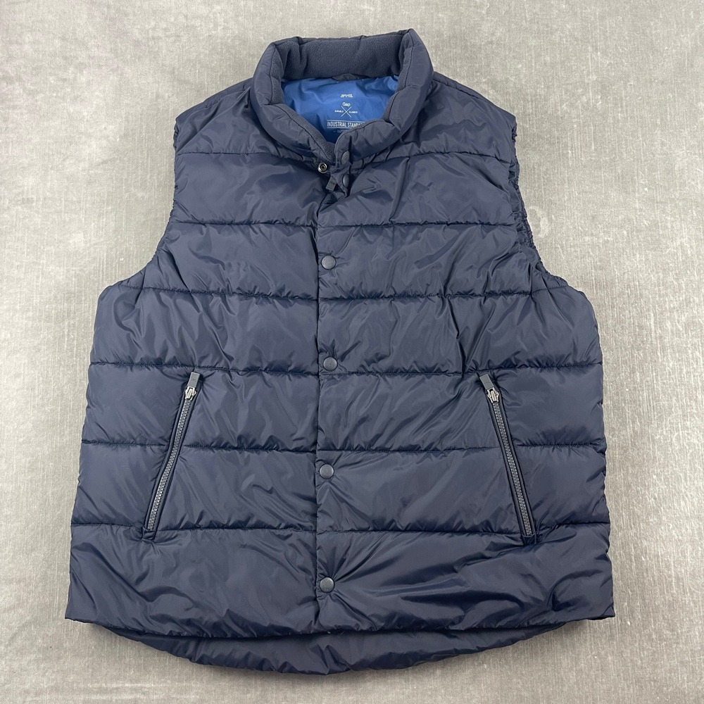 Gap Mens XL Navy Blue Puffer Vest PrimaLoft Industrial Standard Outerwear